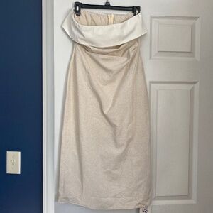 Strapless linen midi dress